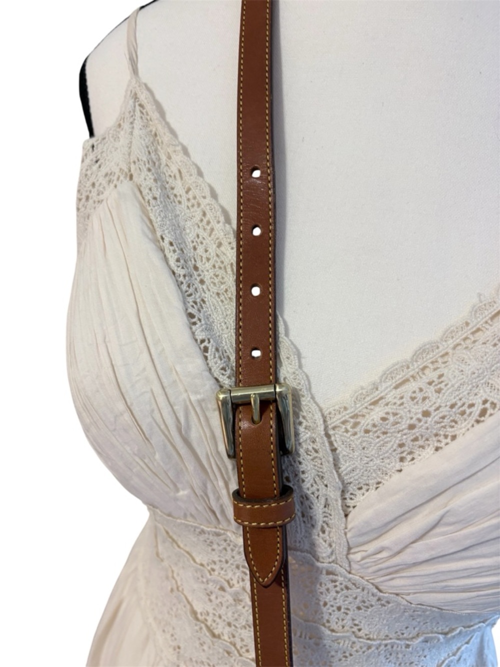 Authentic  Dooney and Bourke Crossbody Bag with Brown Trim and Adjustable Strap - Picture 3 of 12